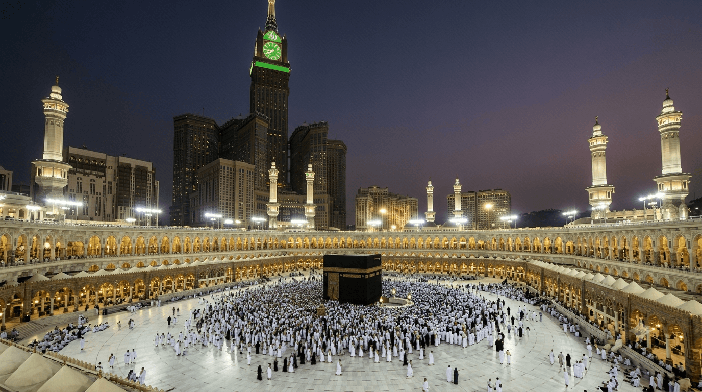 The Kaaba at Masjid al-Haram in Makkah, Saudi Arabia